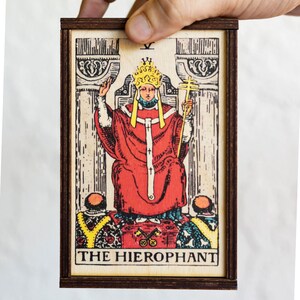The Hierophant Full Color Tarot Card/Stash box 4"x6"