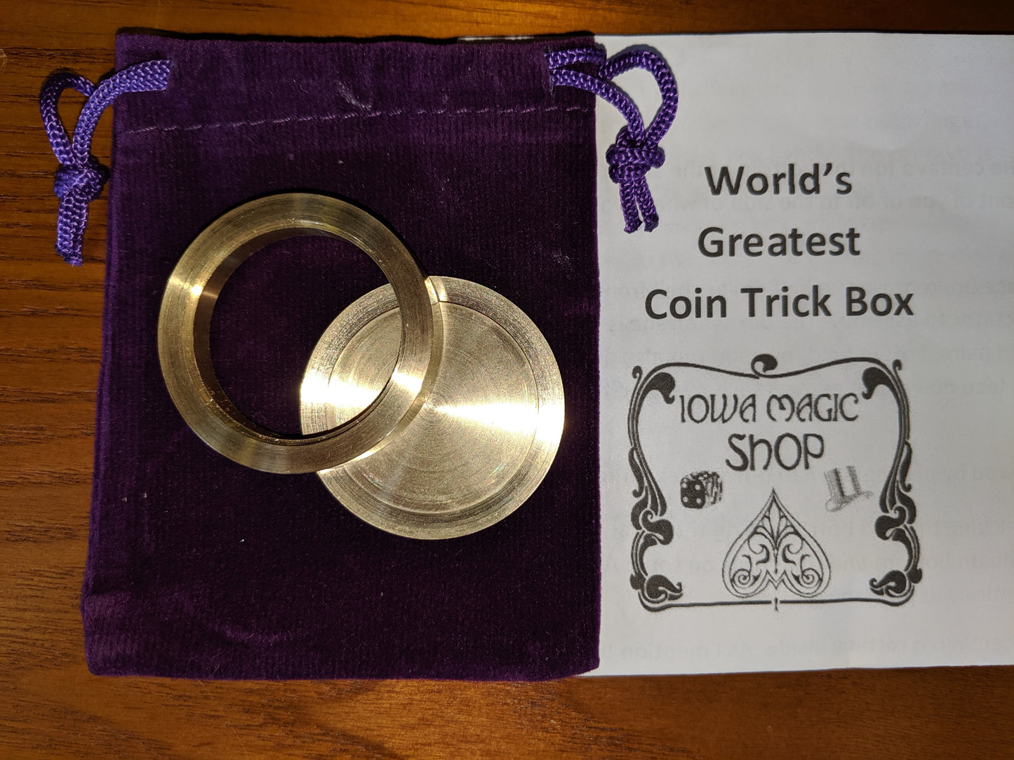 The World's Greatest Coin Trick Box w/ Alchemy Philosopher Stone Symbol Engraving by Iowa Magic Shop