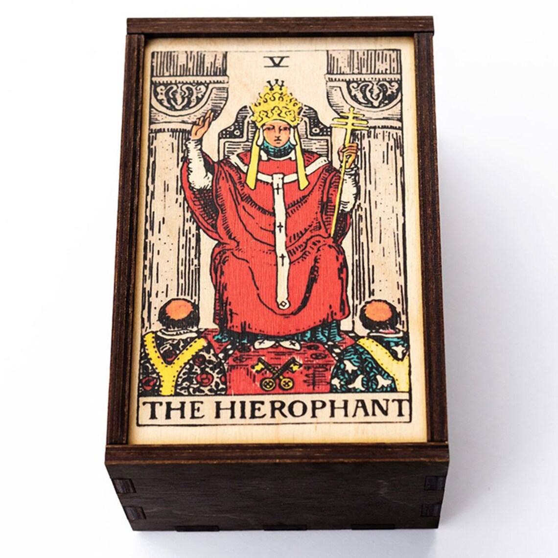 The Hierophant Full Color Tarot Card/Stash box 4"x6"