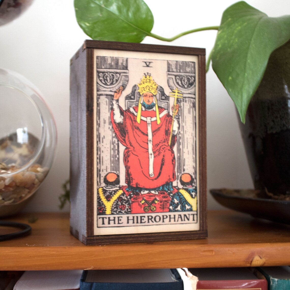 The Hierophant Full Color Tarot Card/Stash box 4"x6"