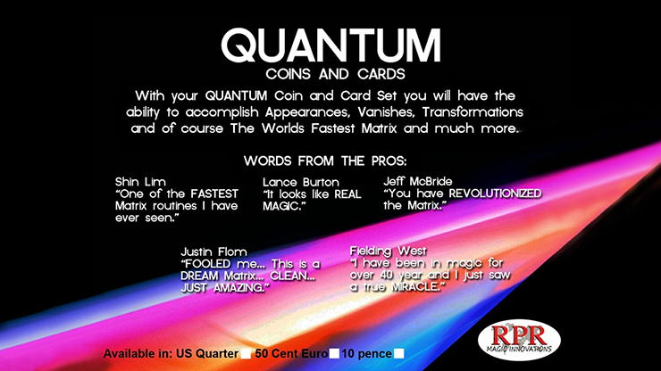 Quantum Coins (US Quarter Red Card) Gimmicks and Online Instructions by Greg Gleason and RPR Magic Innovations